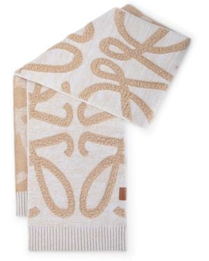 Loewe Wool-Cashmere Anagram Scarf - White
