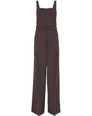 Brunello Cucinelli Virgin Wool-Blend Belted Jumpsuit - Purple