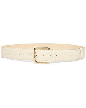Marella Leather Croc-Embossed Belt - Natural