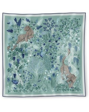 Cartier Silk Blooming Panthère Square Scarf - Green