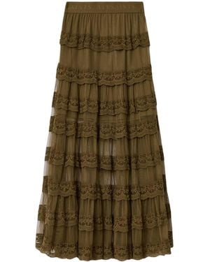 AllSaints Lace Tiered Maggie Maxi Skirt - Green