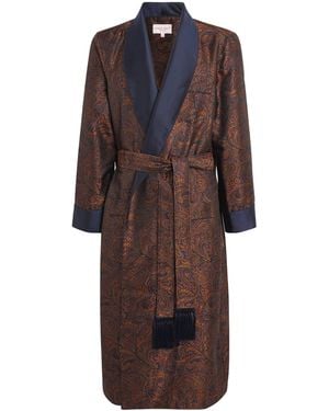 Derek Rose Silk Jacquard Veronia Robe - Brown