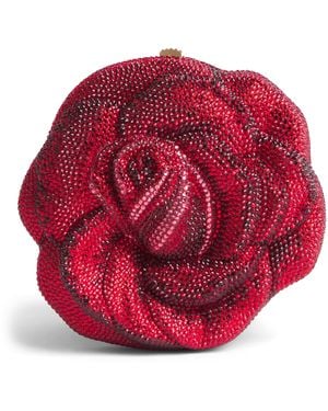 Judith Leiber Embellished Rose American Beauty Clutch Bag - Red