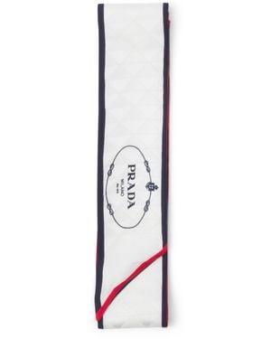 Prada Silk Twill Skinny Scarf - White