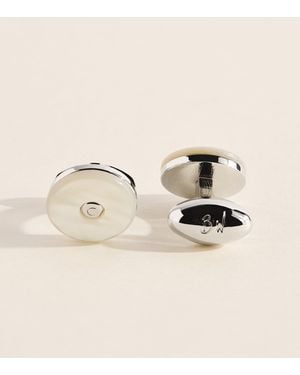 Babette Wasserman Rhodium-Plated Tiger's Eye Tourbillon Cufflinks - Natural