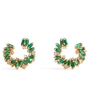 Suzanne Kalan Emerald And Diamond Frenzy Spiral Earrings - Green