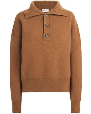 Ami Paris Wool High-Collar Sweater - Brown
