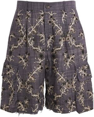 Kartik Research Silk Embroidered Shorts - Grey