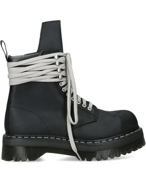Rick Owens X Dr. Martens Nubuck Quad Sole Steel Toe Boots - Black
