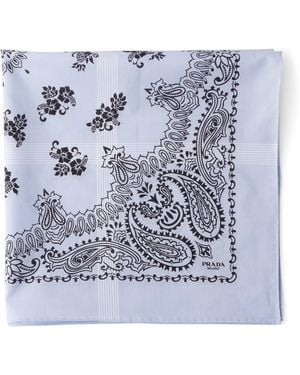 Prada Silk Batiste Printed Square Scarf - Blue
