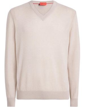 Isaia Cashmere V-Neck Sweater - White