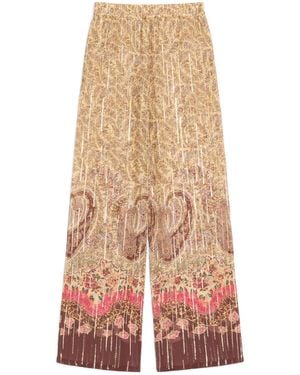 Valentino Silk-Metallic Fiber Pants - Natural