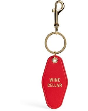 Harrods Leather Wine Cellar Keyring - Red
