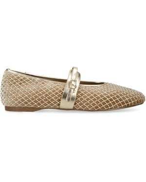 Steve Madden Crystal-Embellished Mesh Rejoice-R Flats - Natural