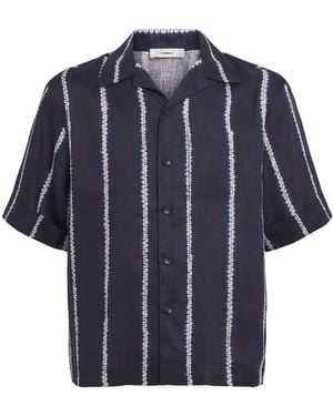 Commas Linen Shibori Stripe Shirt - Blue