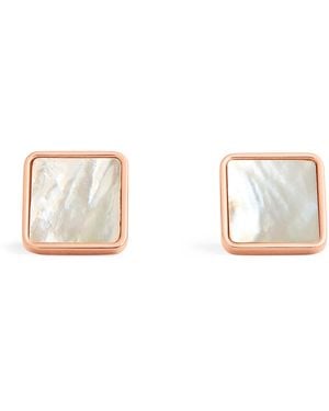 Babette Wasserman Rose-Plated Key Stone Cufflinks - White