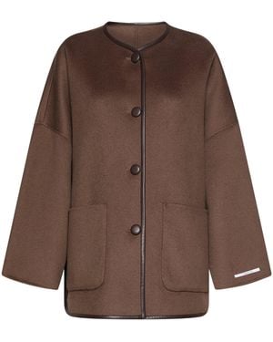 Marella Wool-Blend Buttoned Coat - Brown