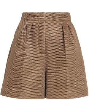 Max Mara Mesh Pleated Shorts - Natural
