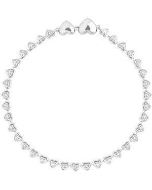 Astrid & Miyu Rhodium-Plated Heart Tennis Bracelet - White