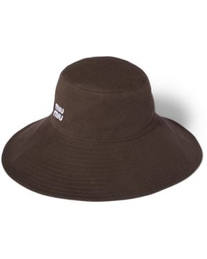 Miu Miu Cotton Logo Hat - Brown