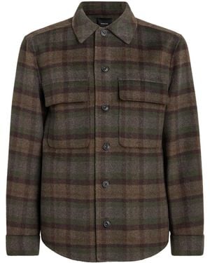 Vince Wool-Blend Plaid Check Overshirt - Green