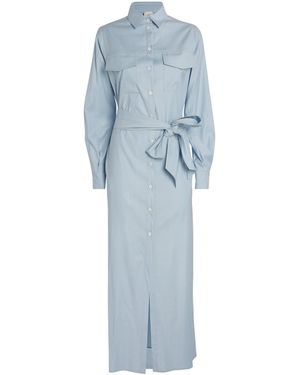 Eleventy Belted Midi Shirt Dress - Blue