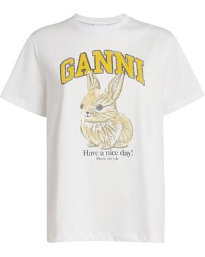 Ganni Organic Cotton Bunny T-Shirt - White