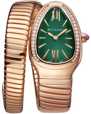 BVLGARI Rose And Diamond Serpenti Tubogas Watch 35Mm - Green