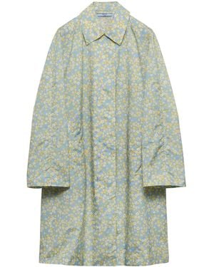 Prada Re-Nylon Floral Print Raincoat - Blue