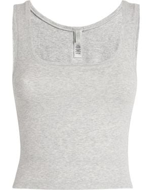 Skims Stretch-Cotton Ribbed Tank Top - White
