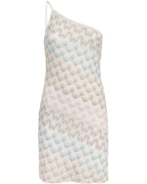 Missoni Lamé Lace Motif One-Shoulder Mini Dress - White