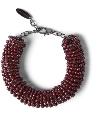 Brunello Cucinelli Sterling Beaded Bracelet - Red