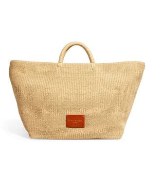 Emporio Armani Large Raffia Tote Bag - Brown