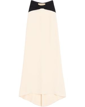 Valentino Silk Gathered-Waist Maxi Skirt - Natural