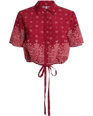 Devon Windsor Bandana Print Cropped Rosie Shirt - Red