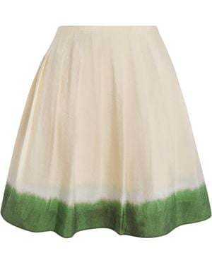 Vince Dip Dye Pleated Midi Skirt - Green