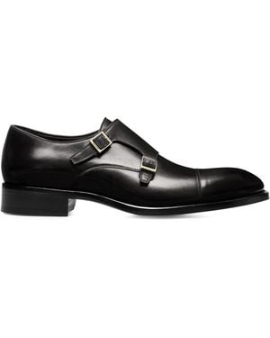 Tom Ford Burnished Leather Double Monk Shoes - Black