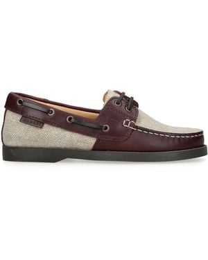 Manebí Canvas Leather-Trim Boat Shoes - Brown