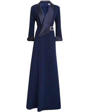 Alexis Mabille Crepe Belted Gown - Blue
