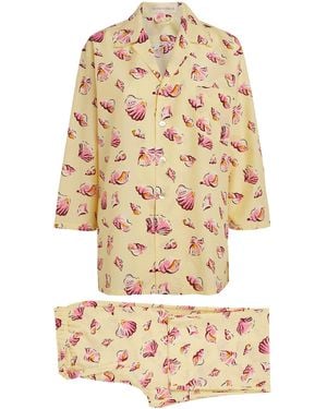 Olivia Von Halle Silk-Cotton Casablanca Helios Pyjama Set - Natural