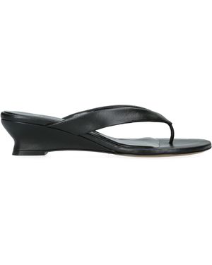 Le Monde Beryl Leather Micro Wedge Sandals 40 - Black