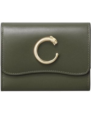 Cartier Mini Leather Panthère De Wallet - Green