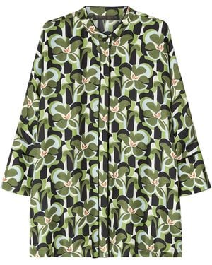 Marina Rinaldi Silk Twill Floral Shirt - Green