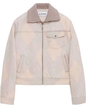 Loewe Argyle-Print Denim Jacket - Natural