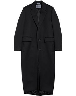 Balenciaga Wool Long Trench Coat - Black