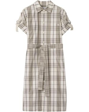 Burberry Cotton Check Mini Shirt Dress - White