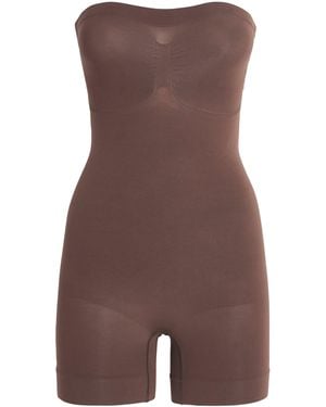 Skims Sculpt Strapless Shorts Bodysuit - Brown
