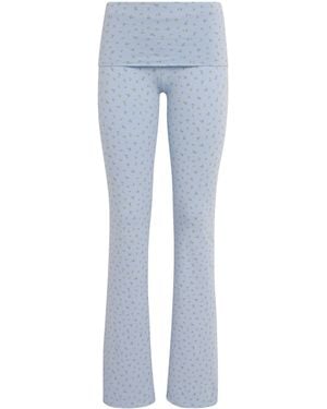 Skims Stretch-Cotton Fold-Over Leggings - Blue