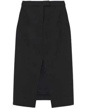McQueen Stretch-Wool Midi Skirt - Black