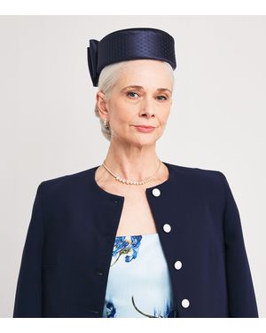 Emily London Silk Bow-Detail Pillbox Hat - Blue